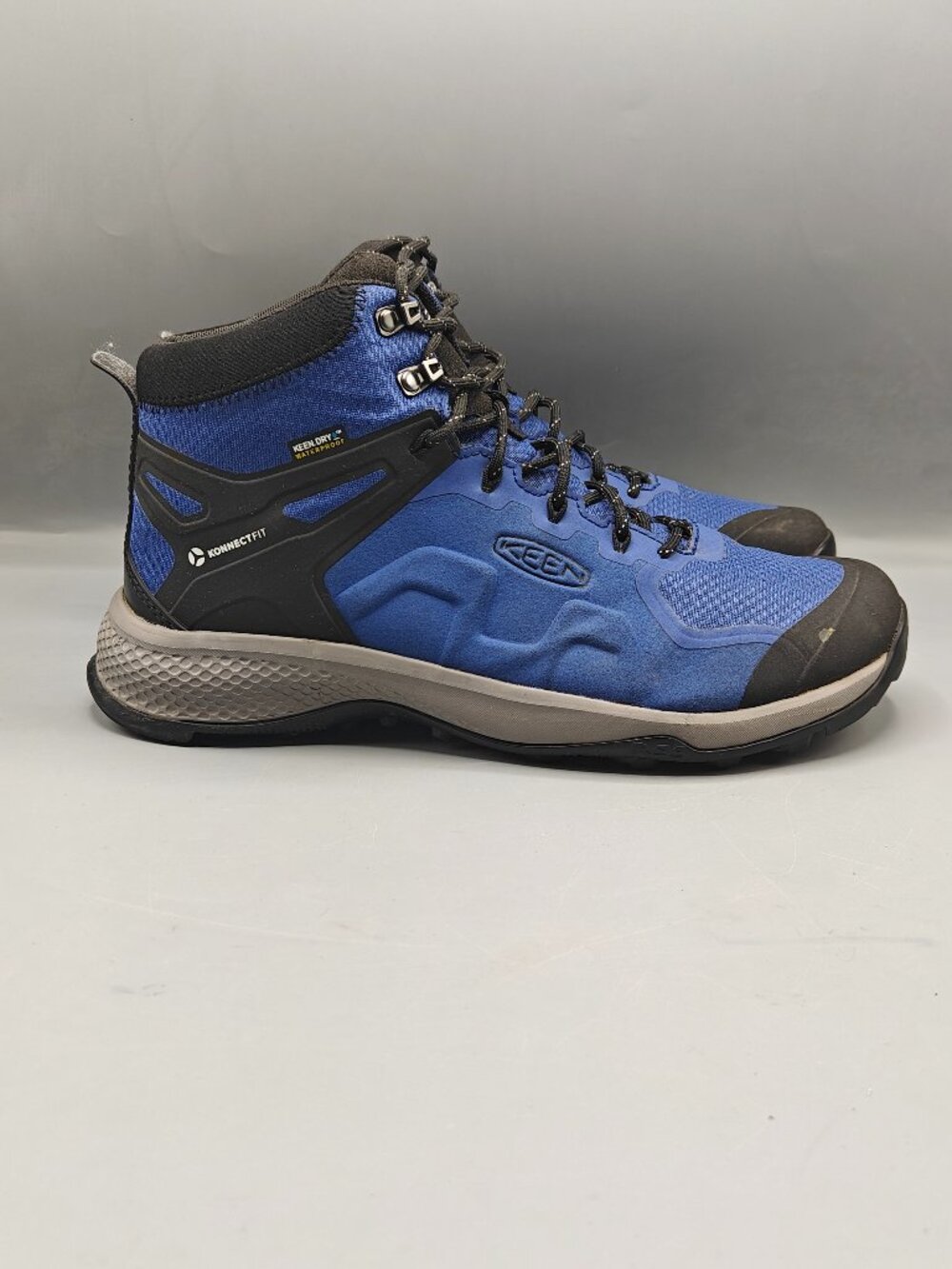 Keen Explore Mid Waterproof Hiking Boots Blue Black Men's Size 9.5 Trail Shoes